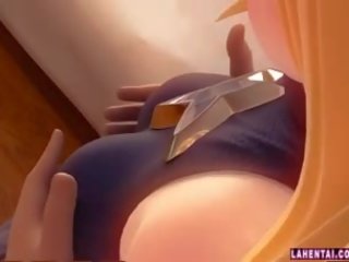 金發 3d 耍大牌 得到 fondled 和 性交