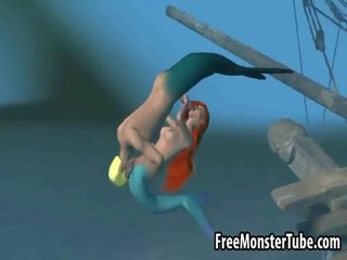 3D Little Mermaid deity gets fucked hard underwater